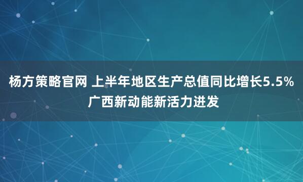 杨方策略官网 上半年地区生产总值同比增长5.5% 广西新动能新活力迸发