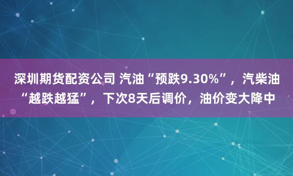 深圳期货配资公司 汽油“预跌9.30%”，汽柴油“越跌越猛”，下次8天后调价，油价变大降中